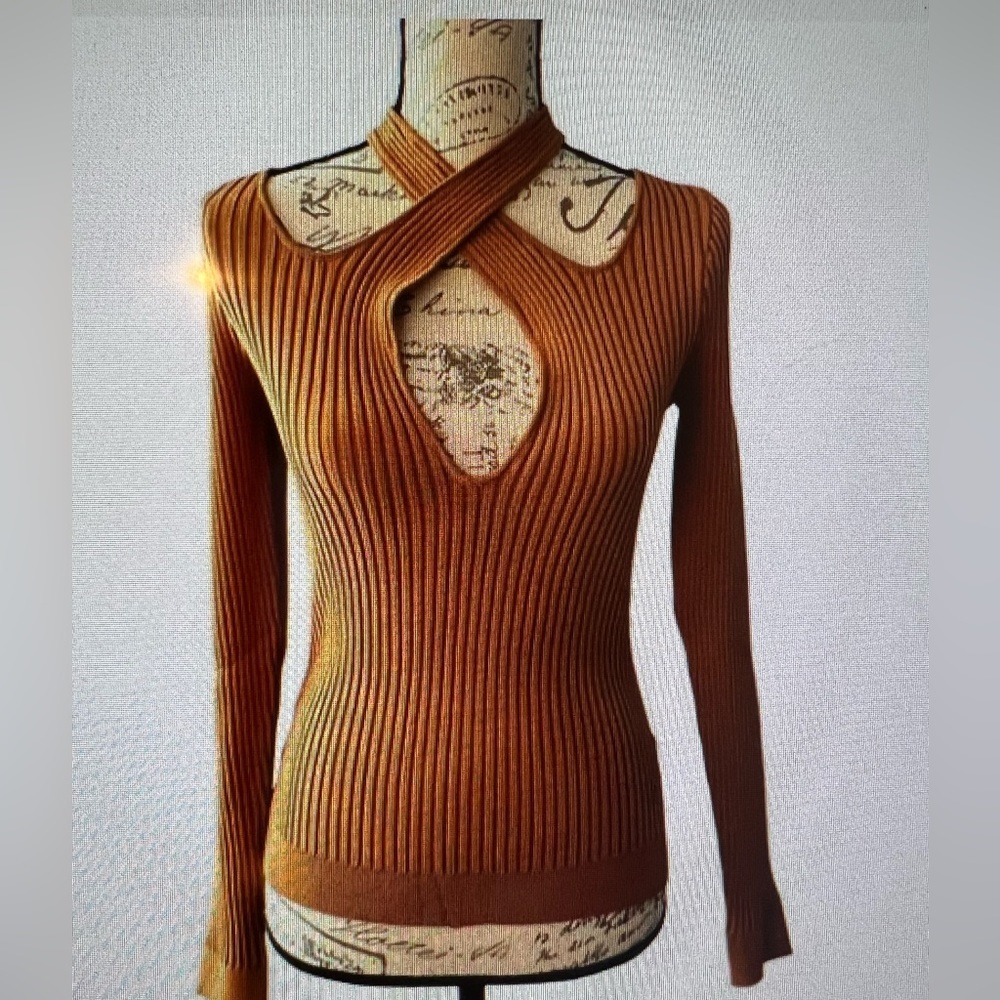 MINKPINK Women’s Gianna Crisscross Ribbed-Knit Top NWT Size Medium